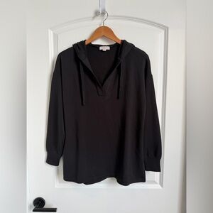 LOFT Outlet Black V-Neck Lounge Hoodie